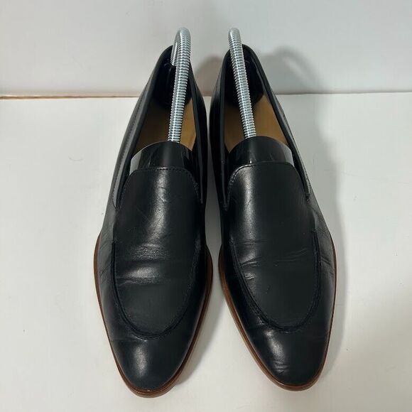 Everlane Black Leather Loafers with Natural Wood Heel - Picture 4 of 10